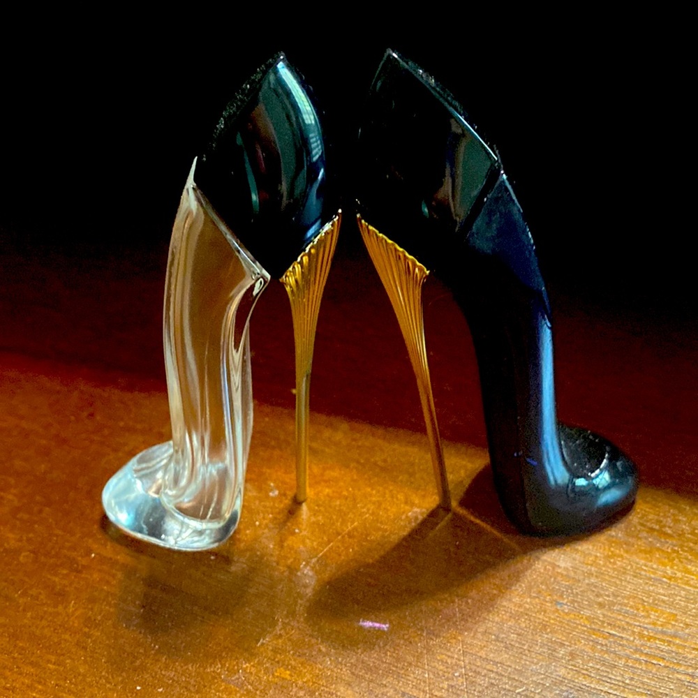 Carolina Herrera Two-Piece Stiletto Bottle Set in Black, Clear and Gold LAST SET